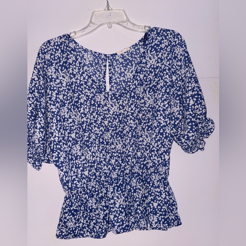Sienna Sky Navy and White Patterned Blouse